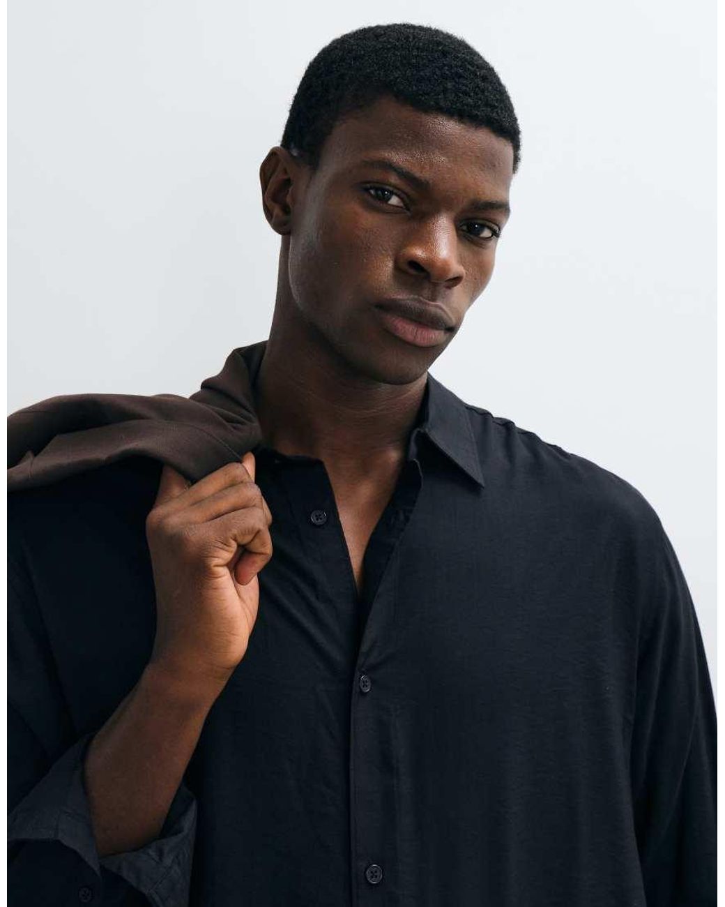 ASOS Black Relaxed Flowing Shirt for men