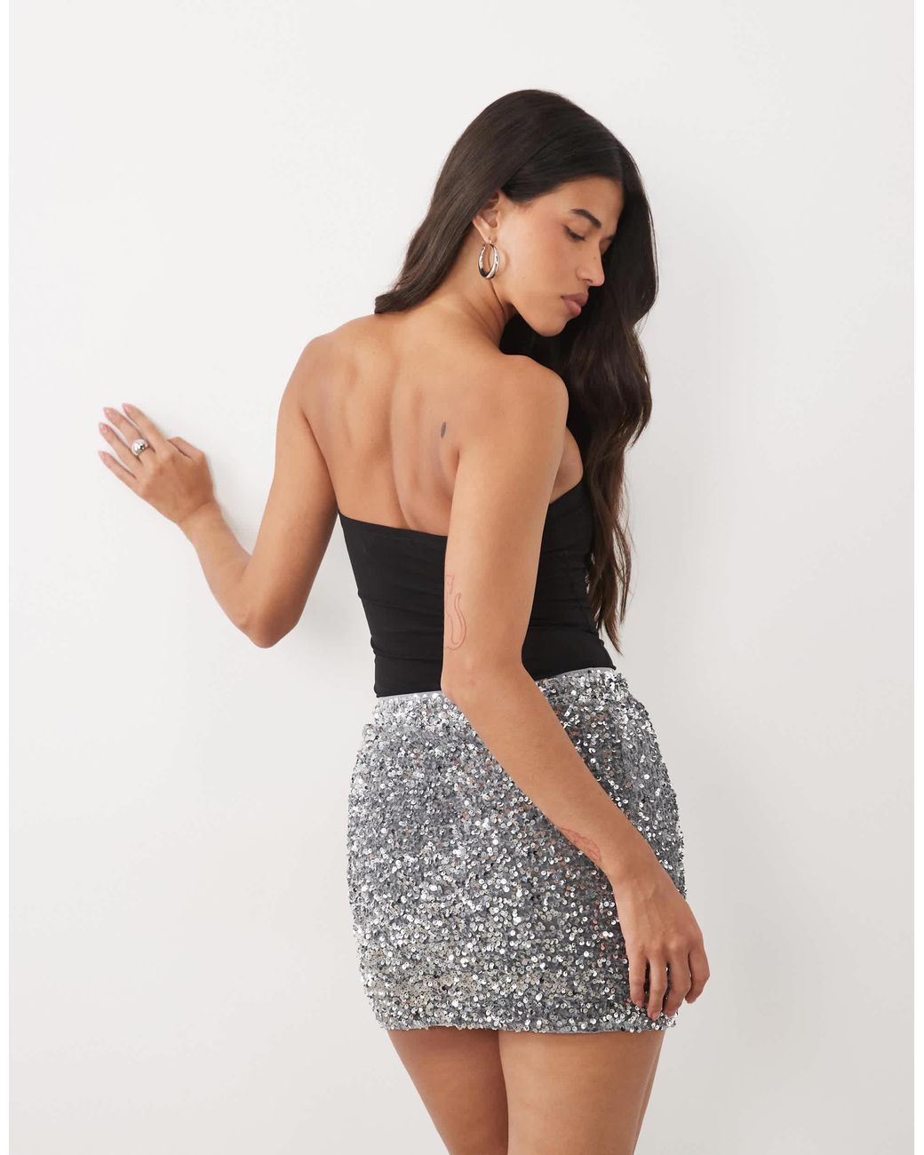 Threadbare Black Sequin Mini Skirt