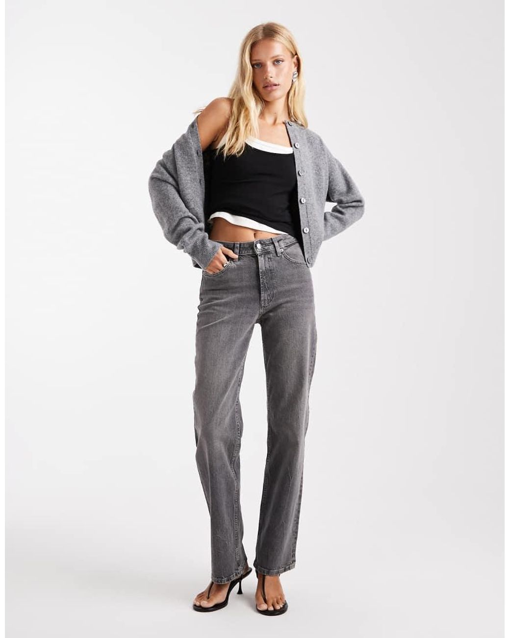 Vaqueros Grises Elásticos De Pernera Recta Cómoda De ASOS de color Gray