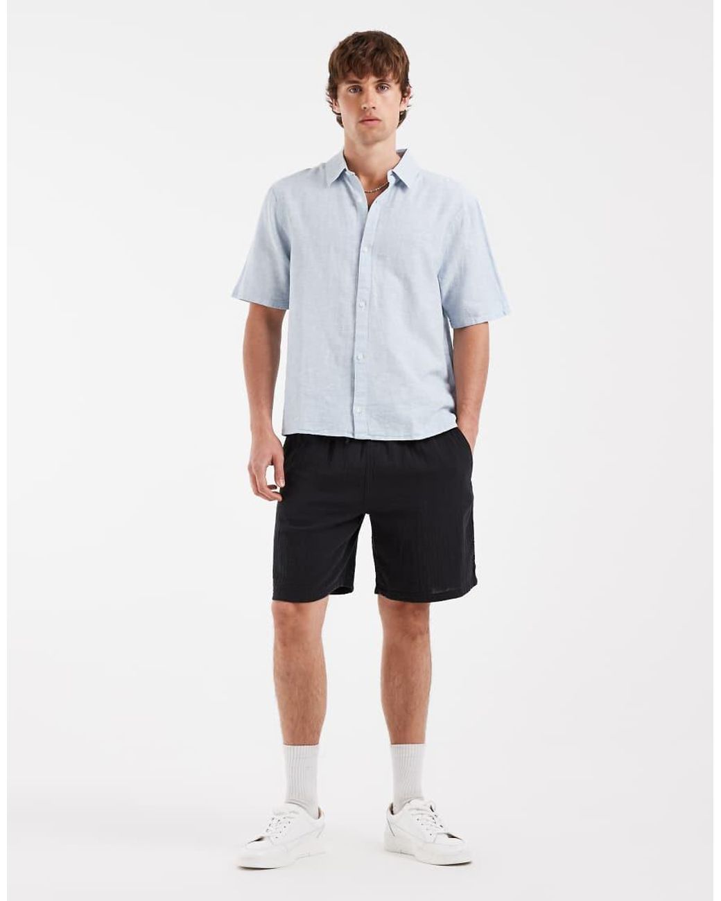 Jack & Jones Blue Textured Shorts for men