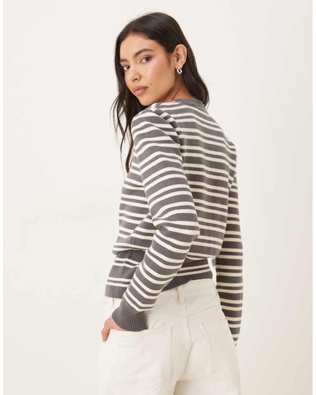 Nia Gray Baxter Striped Button Up Cardigan