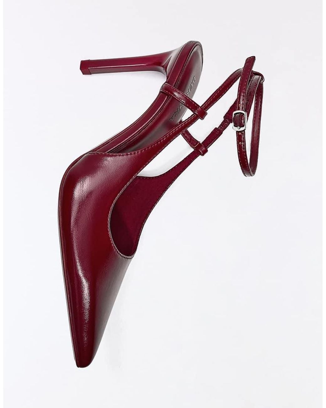 Bershka White Heeled Slingback Shoes With Ankle Strap