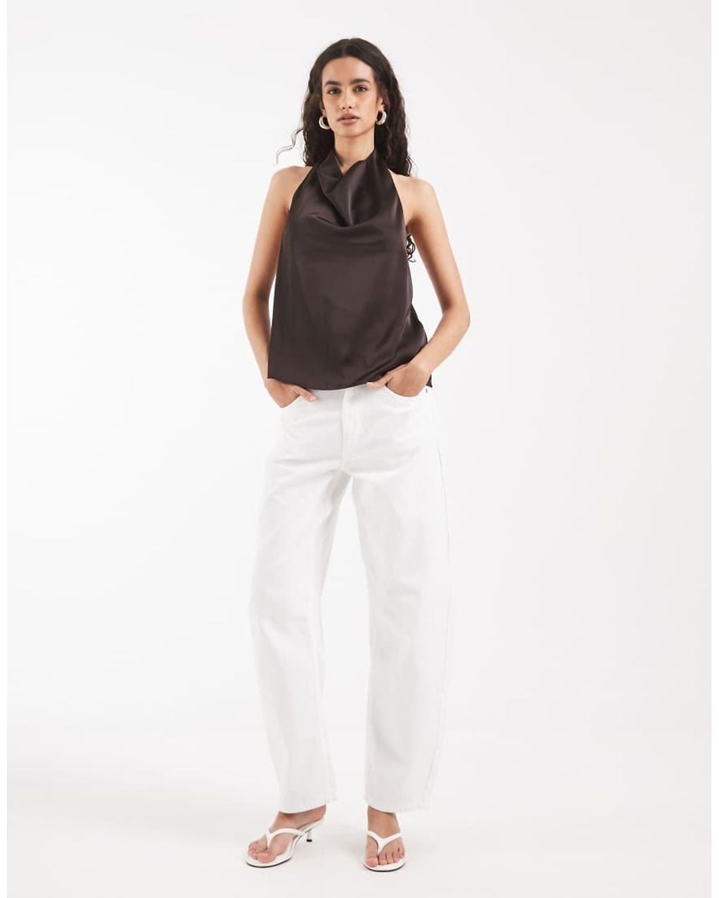 Vero Moda Black Satin Halterneck Top