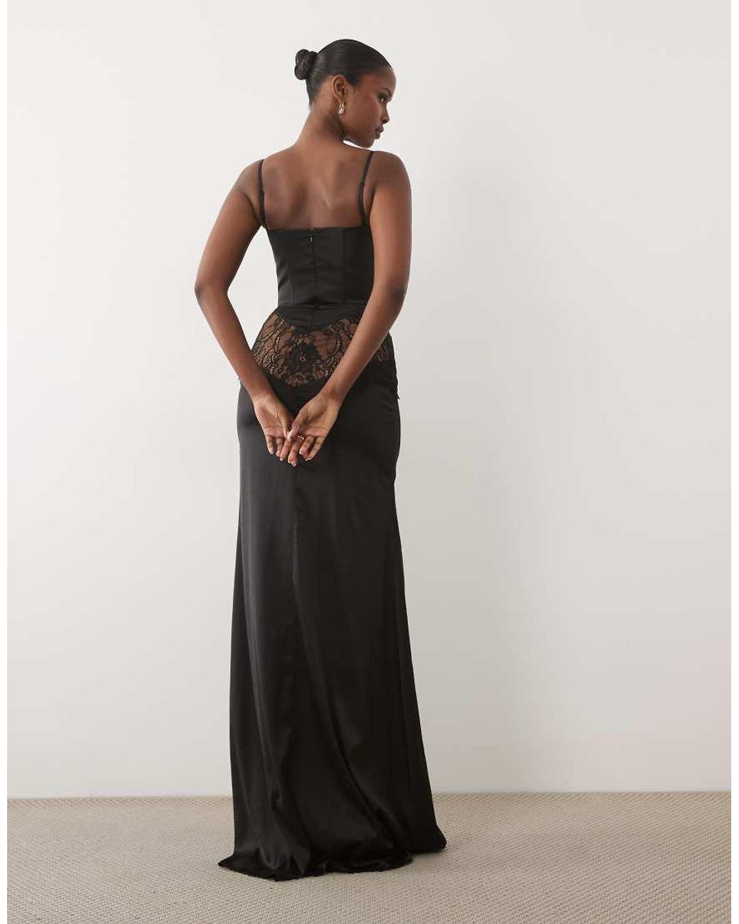The Dolls House Black Dolce Satin Maxi Dress