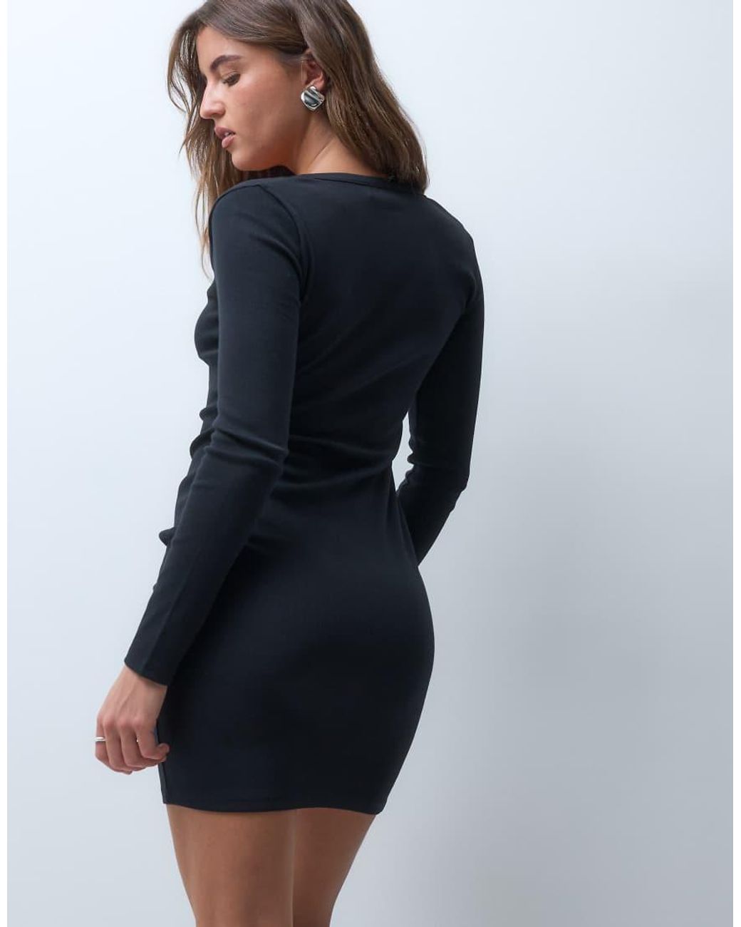 ASOS Blue Sweetheart Rib Mini Dress
