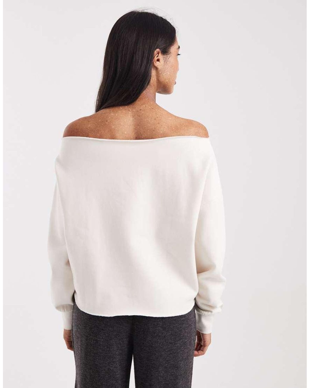 Cotton On White Off The Shoulder Fleece Jumper