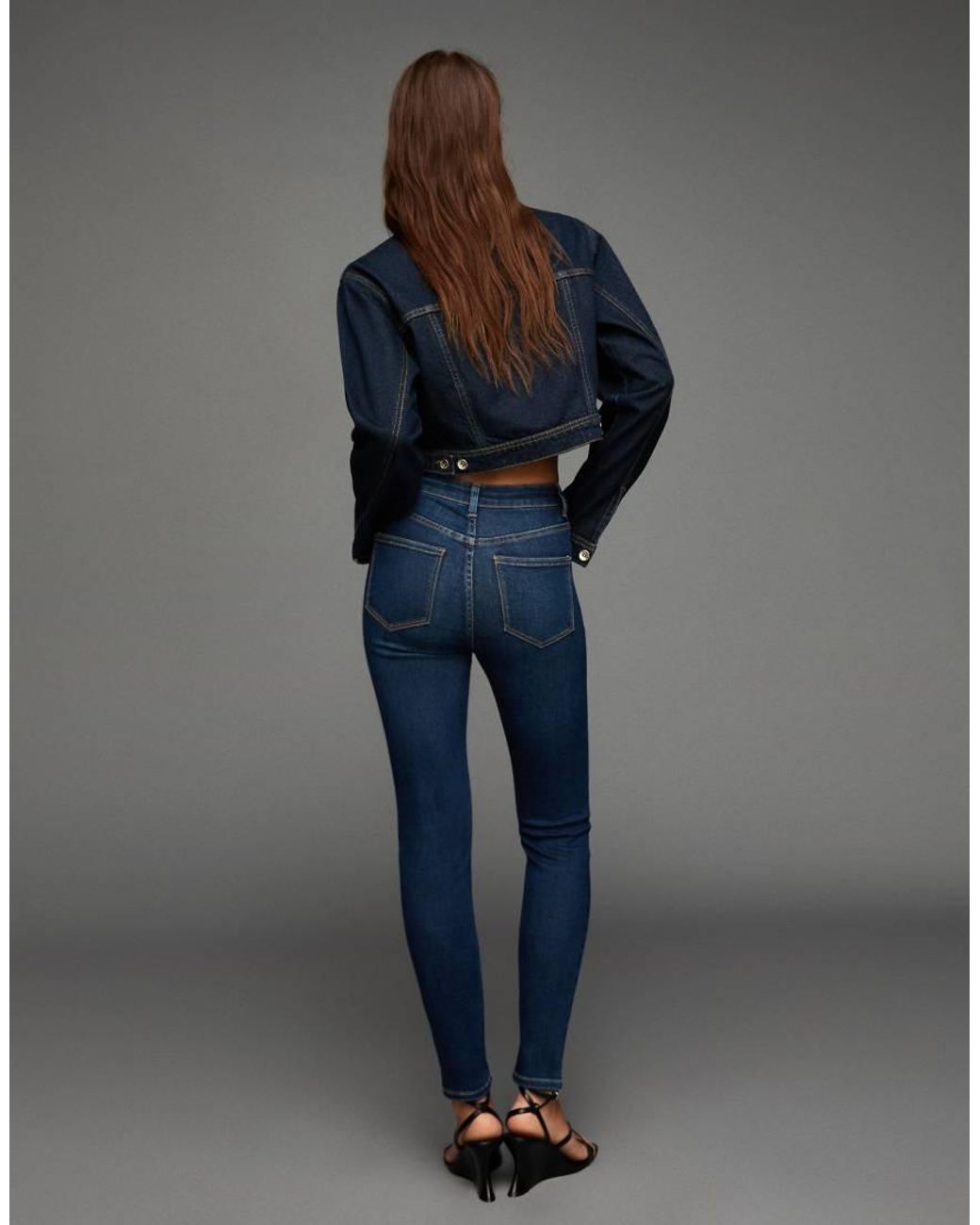 Bershka Gray Super High-waist Soft Skinny Jeans