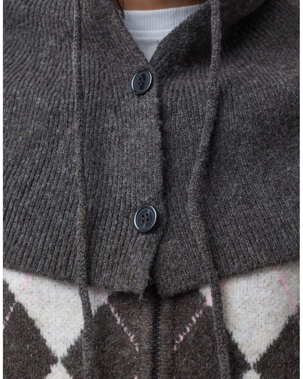 Pieces Black Button Front Knitted Balaclava