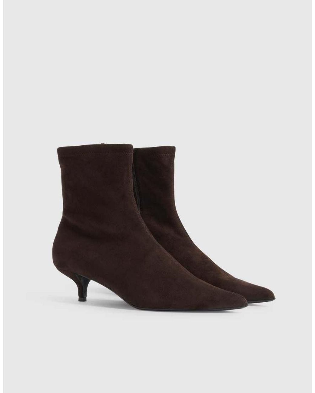 River Island Brown Faux Suede Kitten Heel Sock Boots
