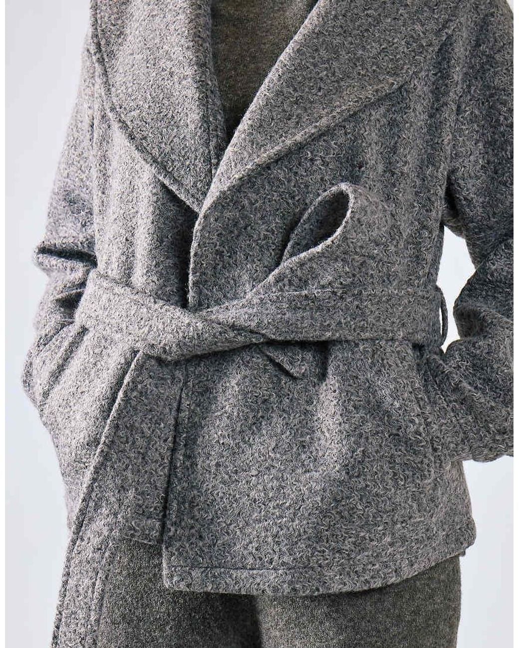 Glamorous Gray Belted Wrap Jacket