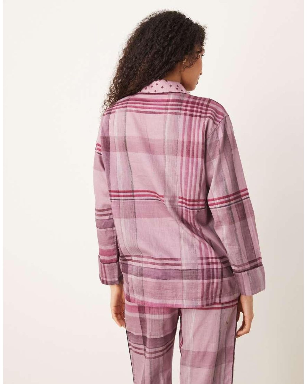 Mango Pink 100% Cotton Checked Pyjama Shirt Co-ord