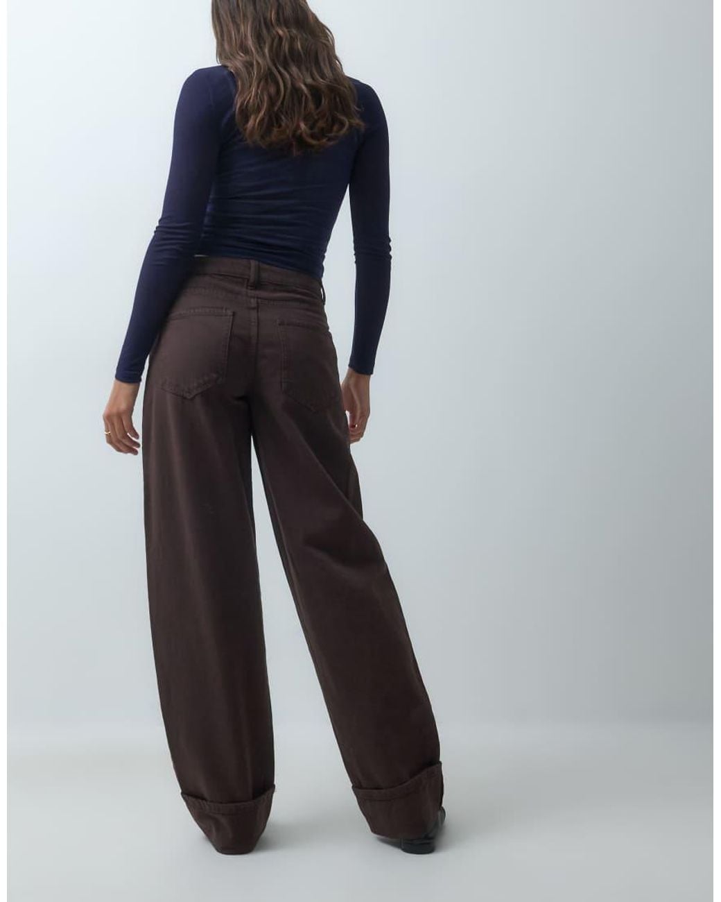 Vero Moda Blue Fonda Mid Rise Barrel Leg Jeans With Turn Up
