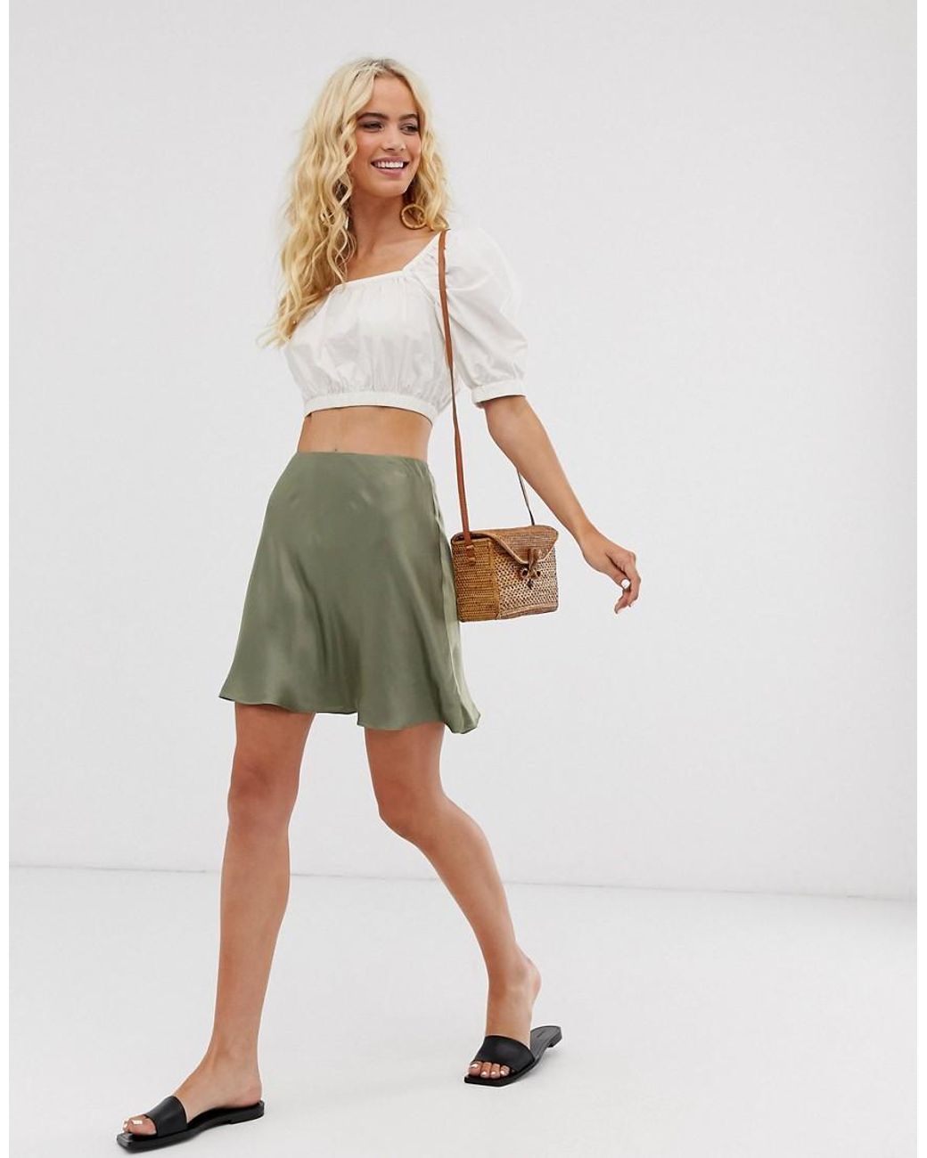 & Other Stories Satin Mini Skirt in Green | Lyst