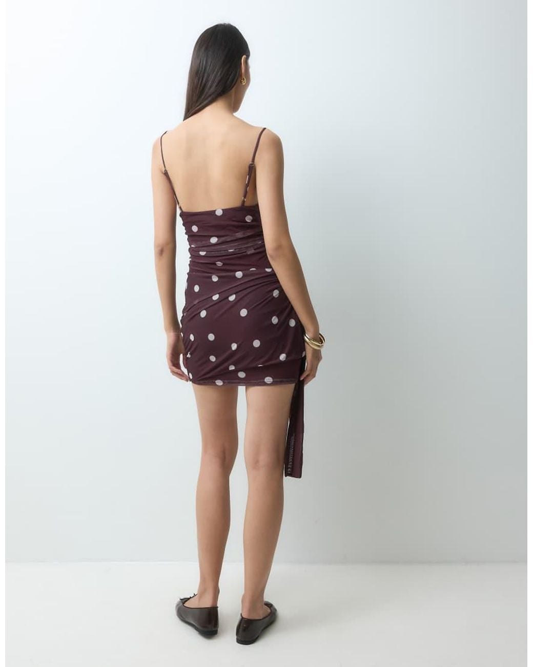 BRONZE SNAKE Multicolor Ruched Mini Dress With Side Tie