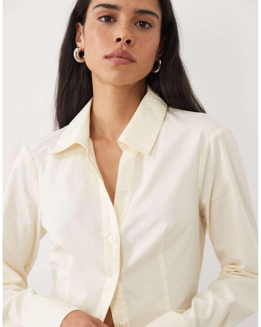 Miss Selfridge Natural Poplin Fitted Shirt