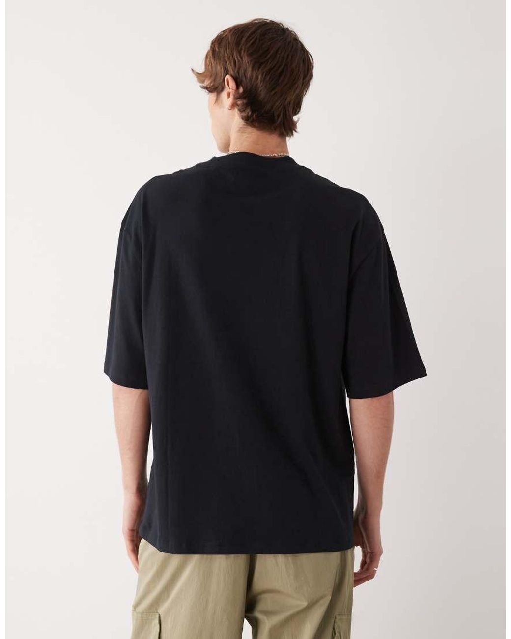 Collusion Black Oversized Skater Fit T-shirt for men