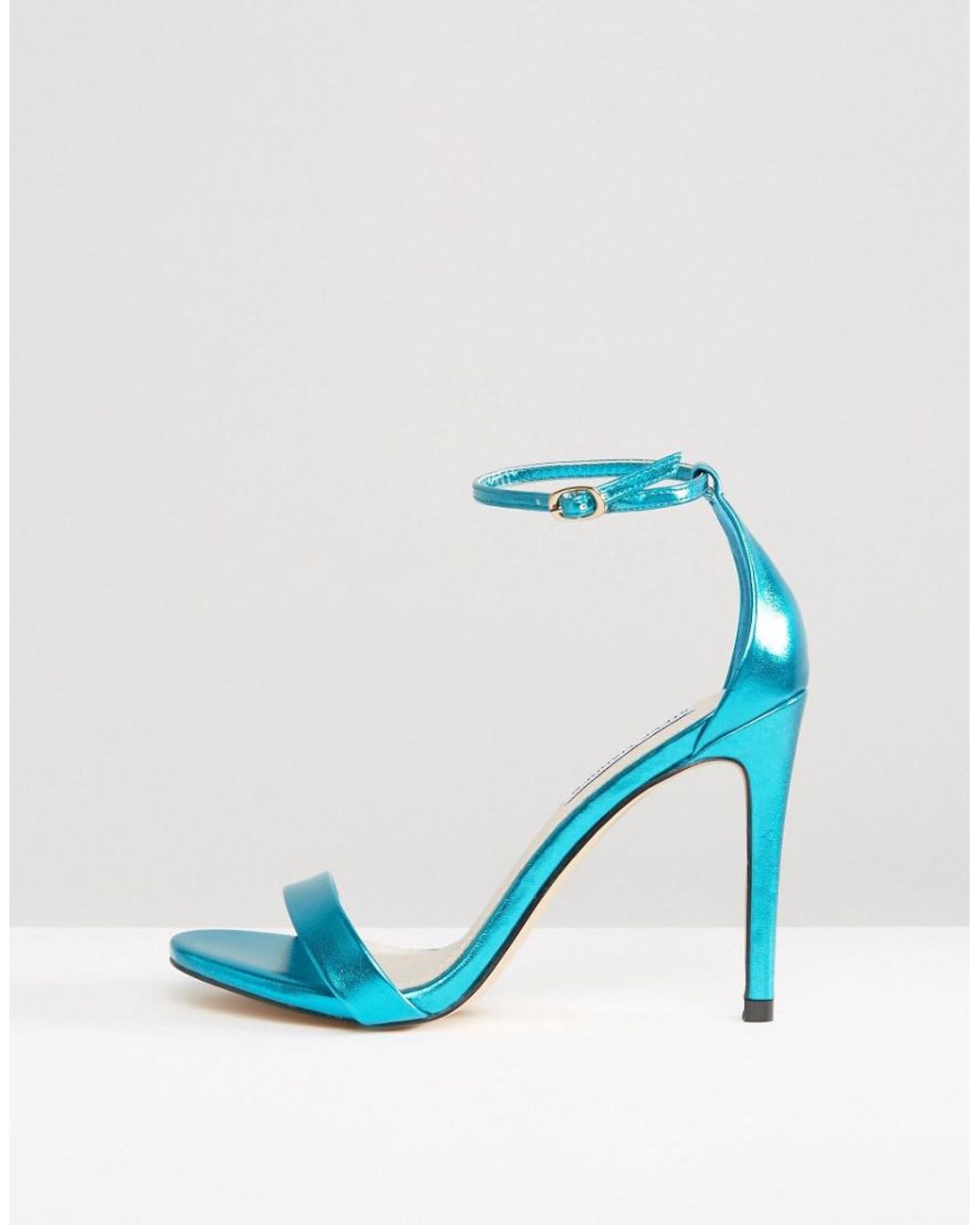 Steve Madden Stecy Metallic Barely There Heeled Sandals in Blue | Lyst
