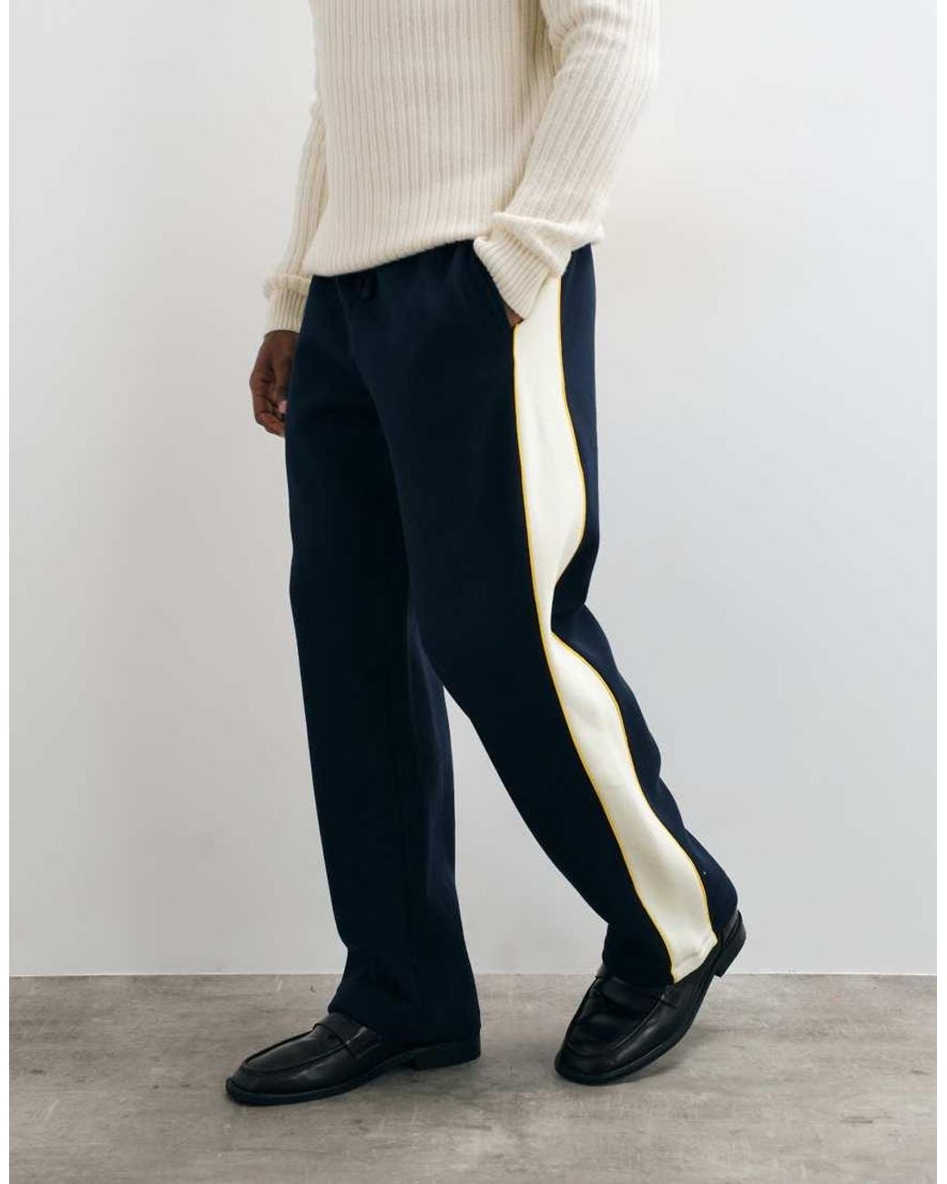 ASOS White Wide Leg jogger With Cut & Sew Piping for men