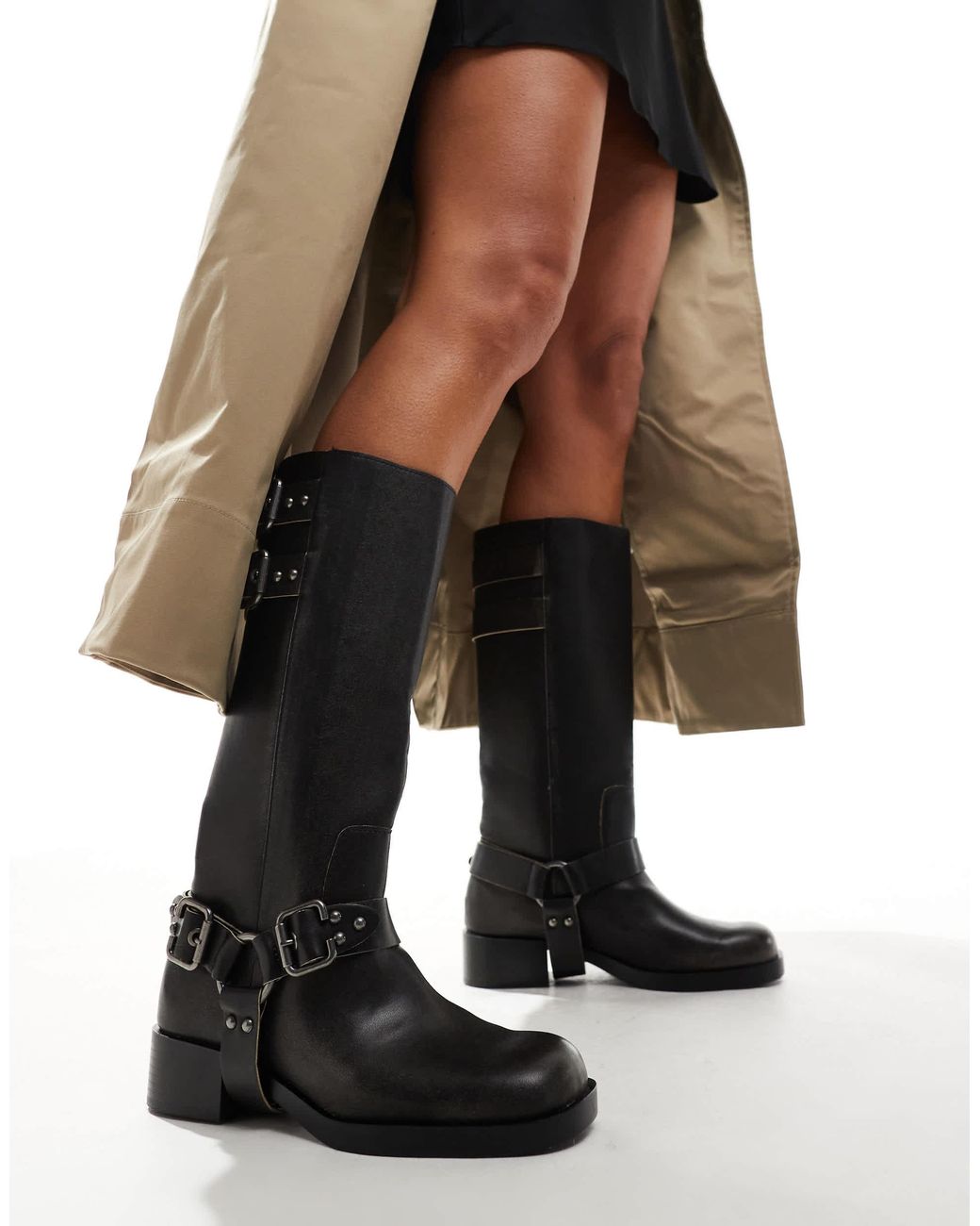 【CERRIC】STUD ENCIRCLE BUCKLE BOOT/ 追跡付 stradivarius-Gray-Buckle-Moto-