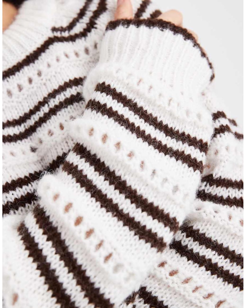 Pieces White Pointelle Knitted Jumper