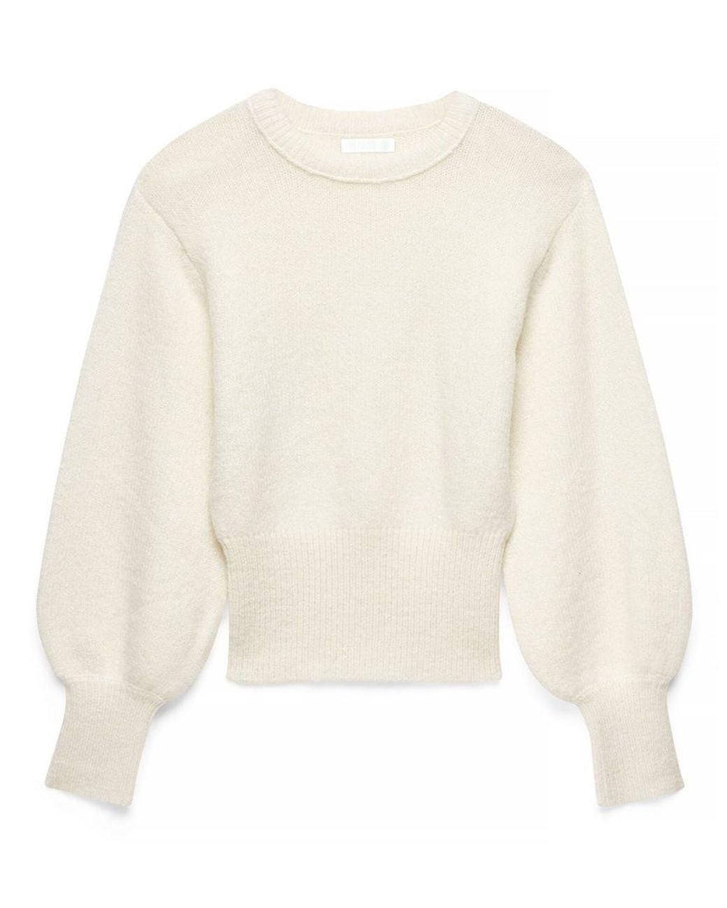 NA-KD Natural Wool Blend Balloon Sleeve Knitted Sweater