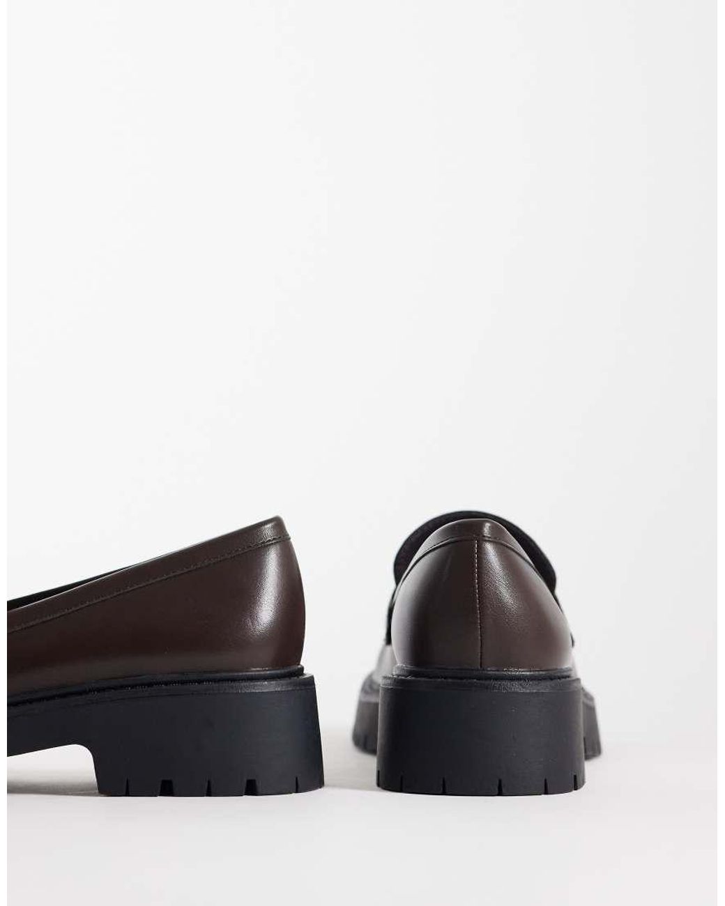 London Rebel Black peggy Metal Trim Chunky Loafers