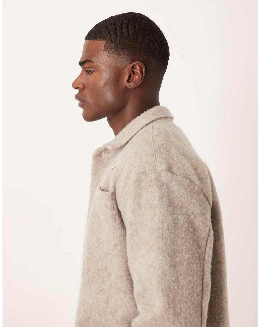 ASOS Natural Relaxed Jacket With Wool Look for men