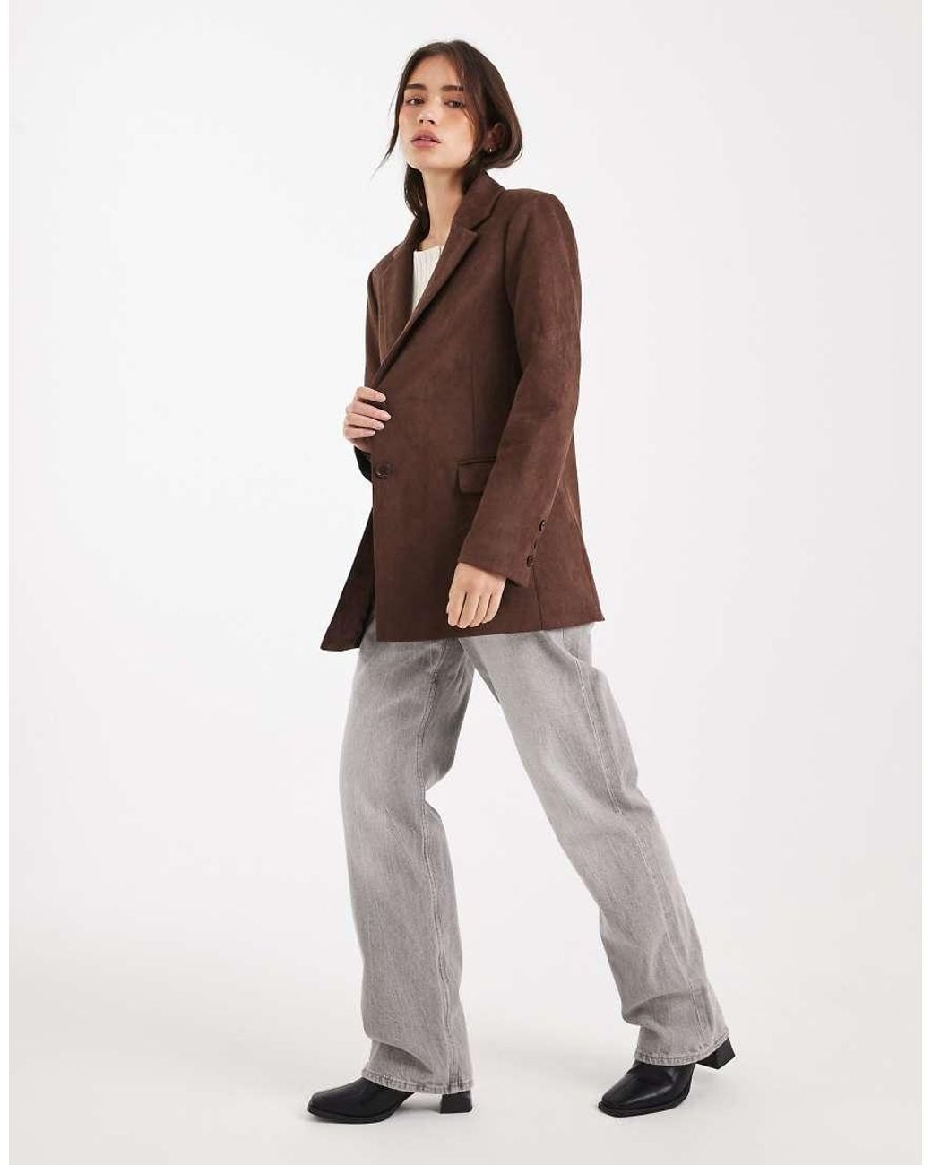Miss Selfridge Natural Suedette Blazer