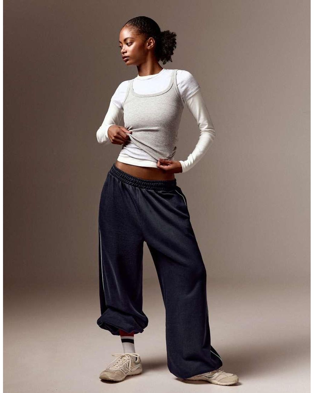 Bershka Blue Plush jogger Trousers