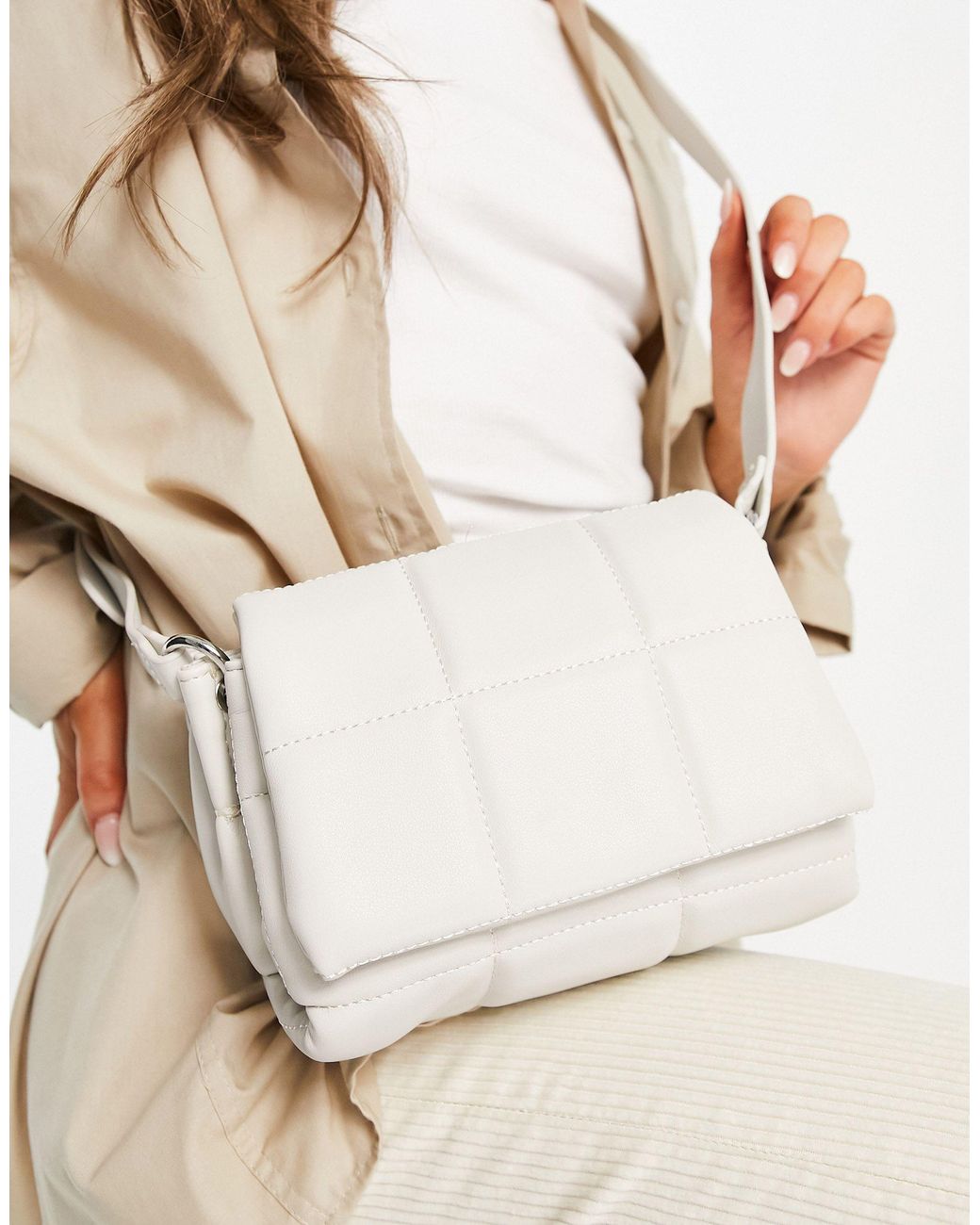 Mango Quilted Cross Body Bag in White | Lyst