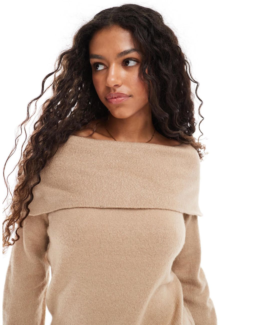 Threadbare Brown Off-shoulder Jumper