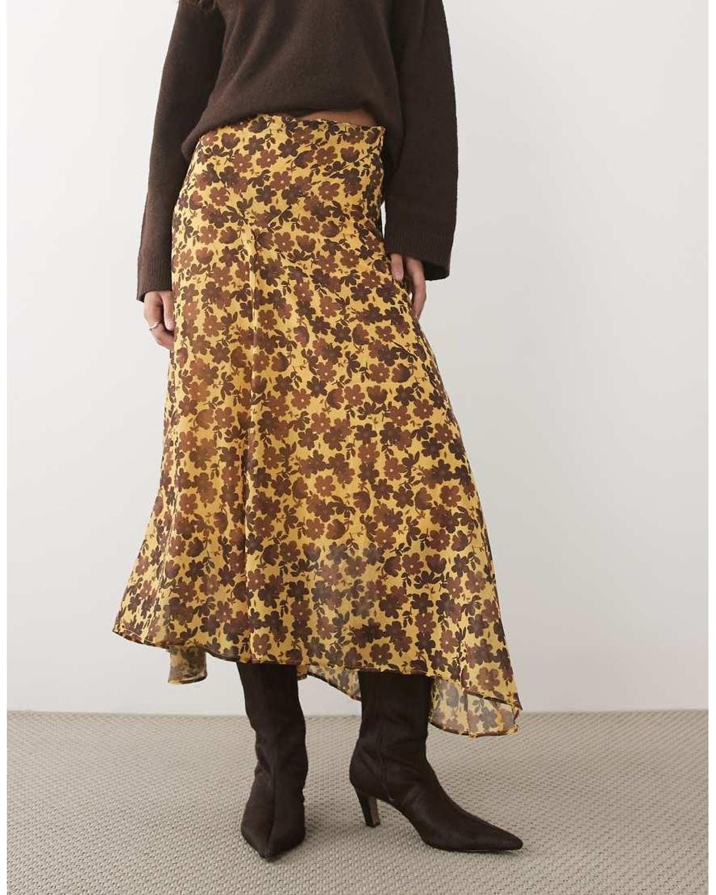 ASOS Midi Rok in het Natural