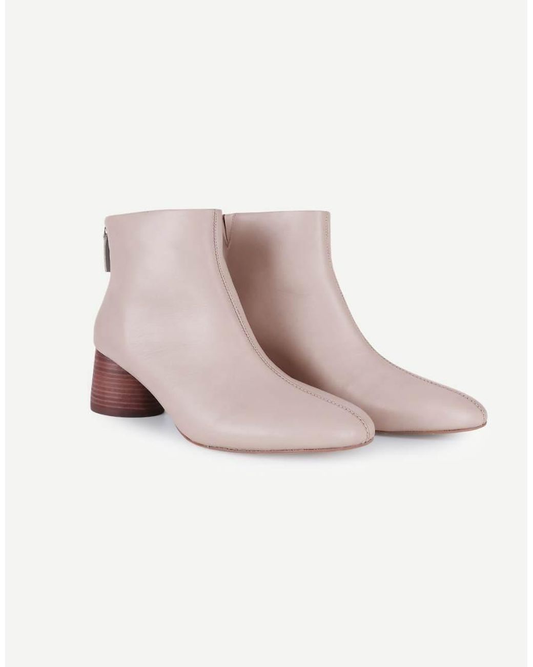 OFF THE HOOK Pink Elara Leather Block-Heeled Ankle Boots