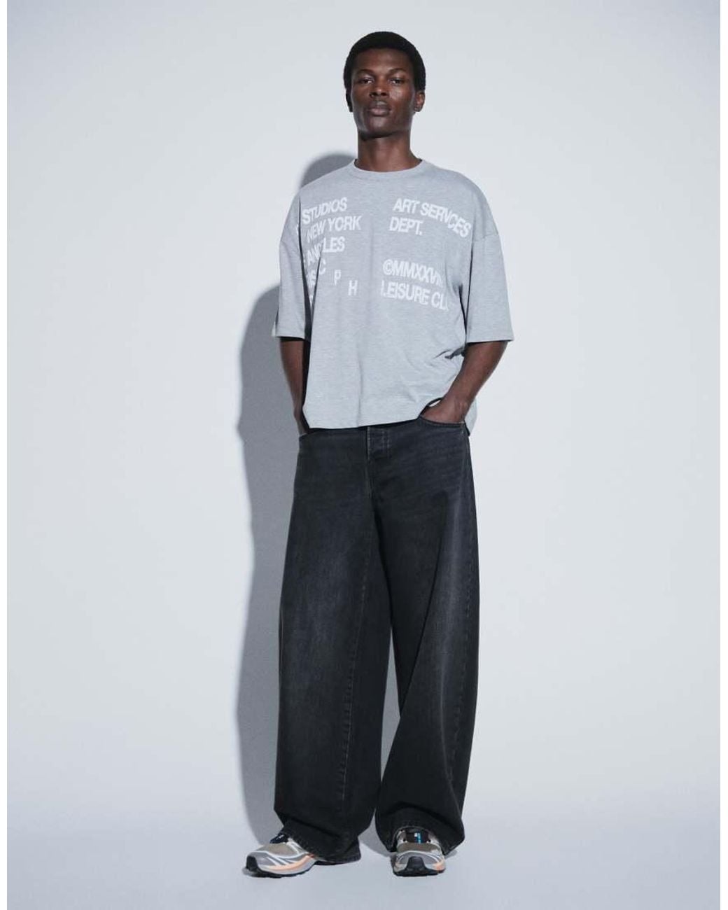 ASOS White Boxy Oversized Drop Shoulder T-shirt With Text Graphic for men