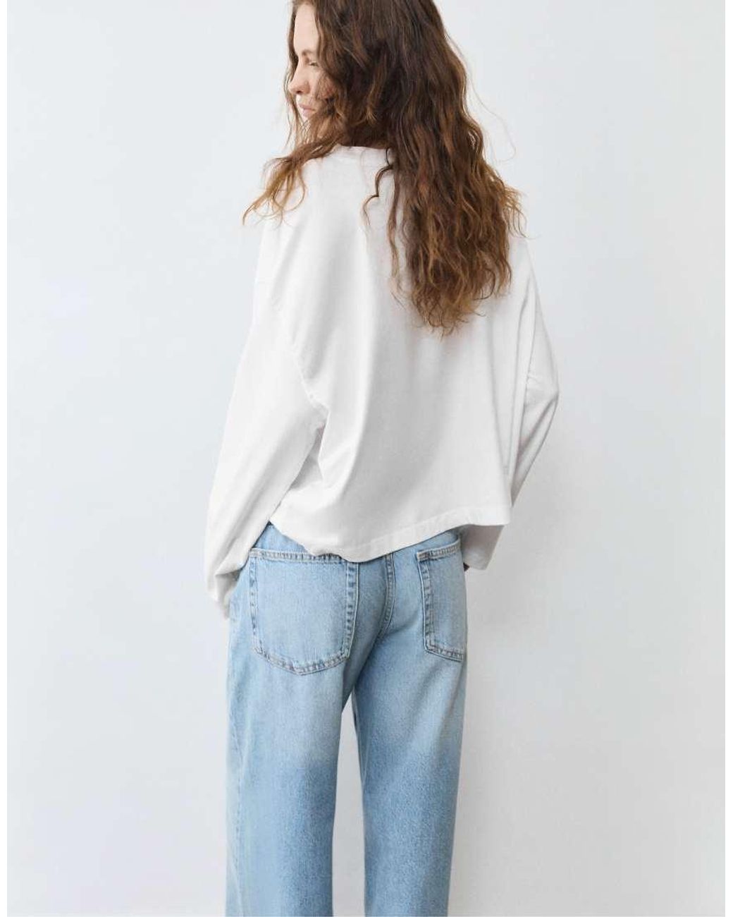 Pull&Bear White Boxy-fit Long Sleeve T-shirt