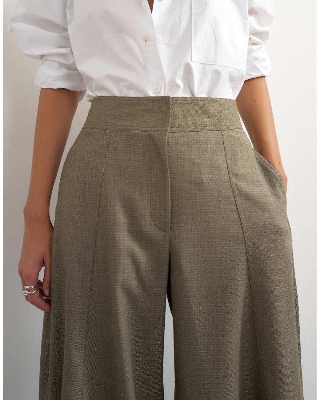 TOPSHOP Gray Wide Leg Flowing Trouser
