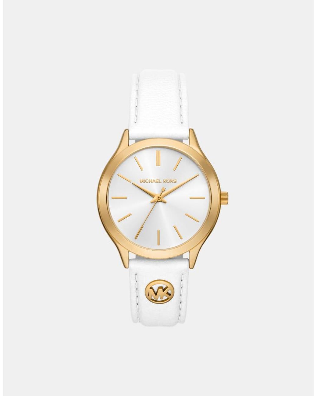 Michael Kors Metallic Slim Runway Three-Hand Leather Watch