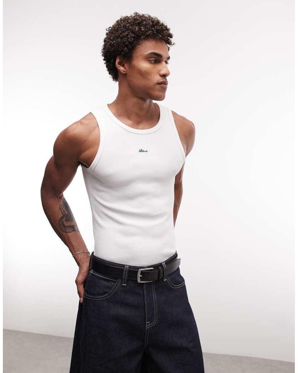 BLKVIS White Script Logo Vest for men