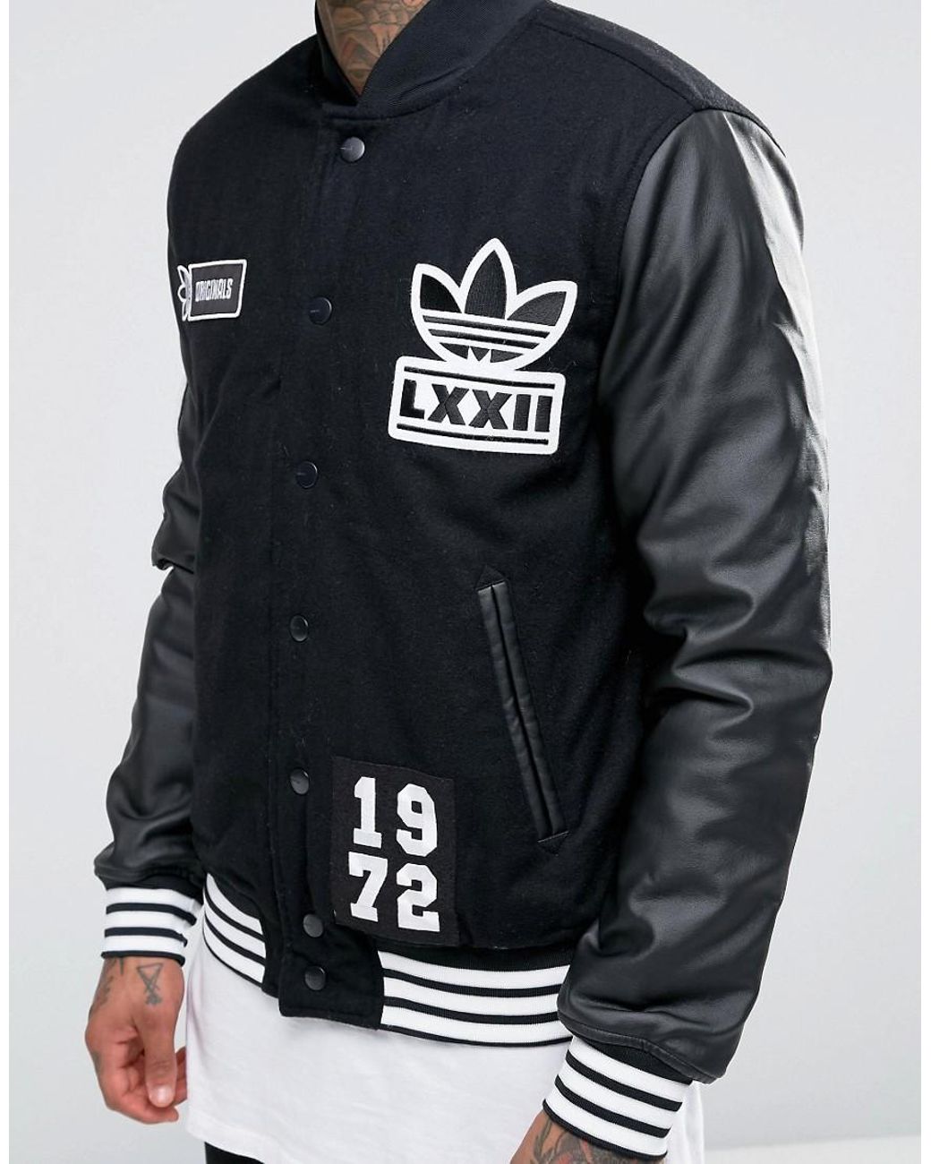 adidas Originals Badge Varsity Jacket Ay9148 in Black for Men | Lyst UK