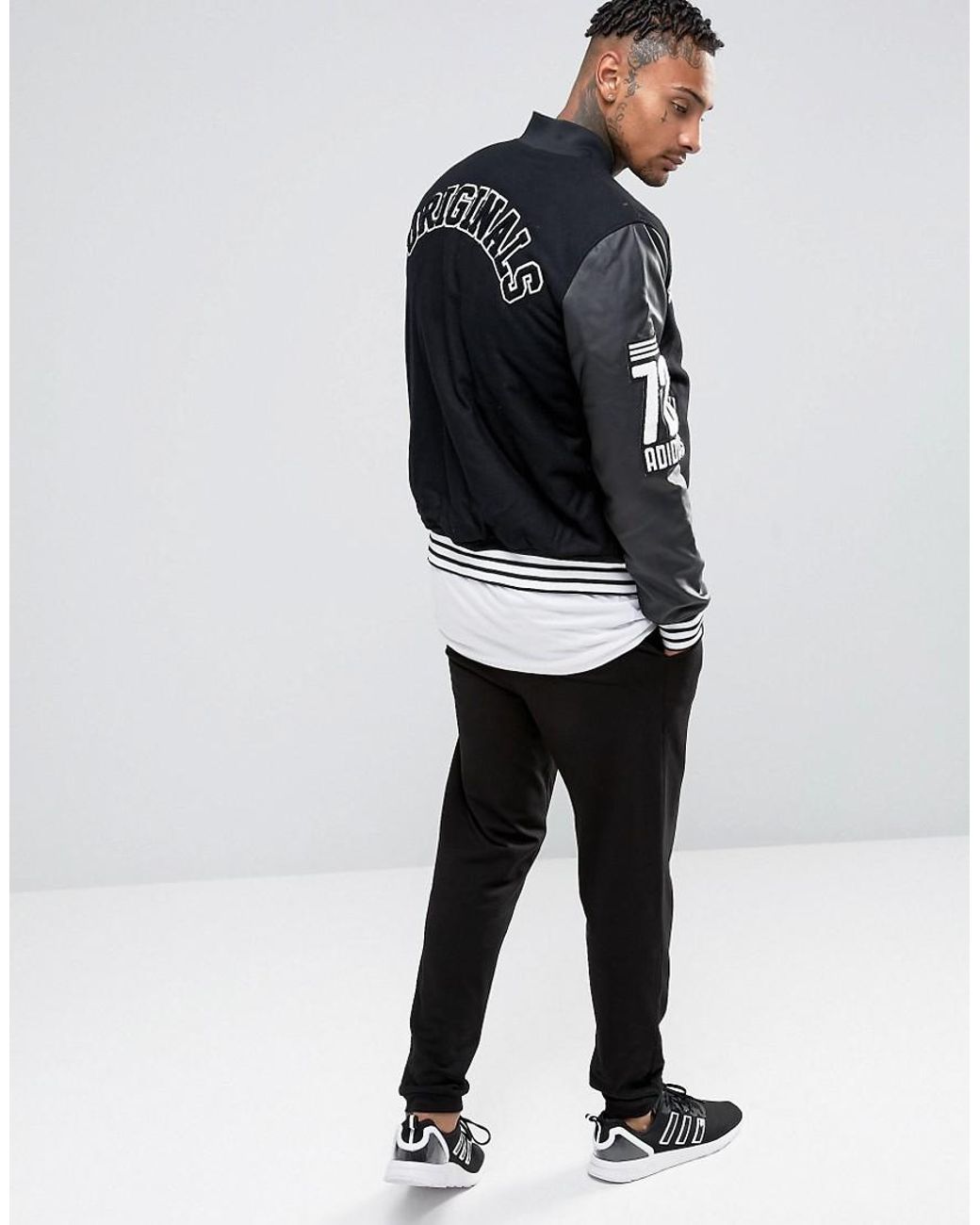 adidas Originals Badge Varsity Jacket Ay9148 in Black for Men | Lyst