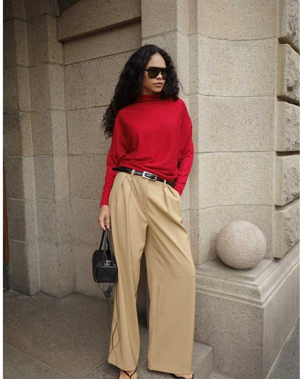 NA-KD Red Soft Knitted Draped Batwing Top