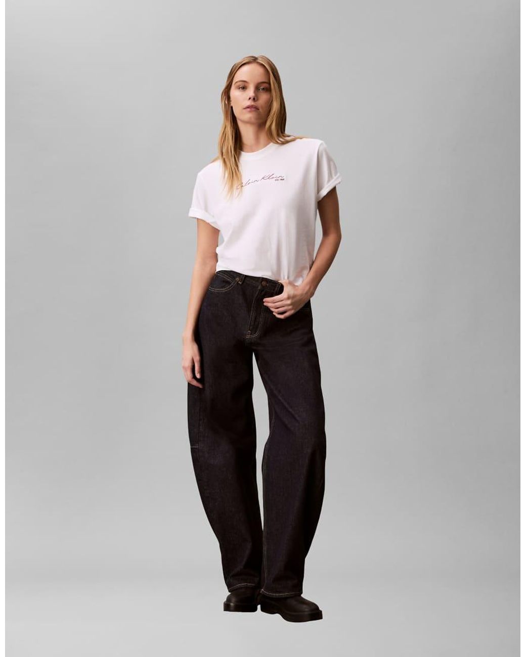 Calvin Klein White Script Logo Boxy T-shirt