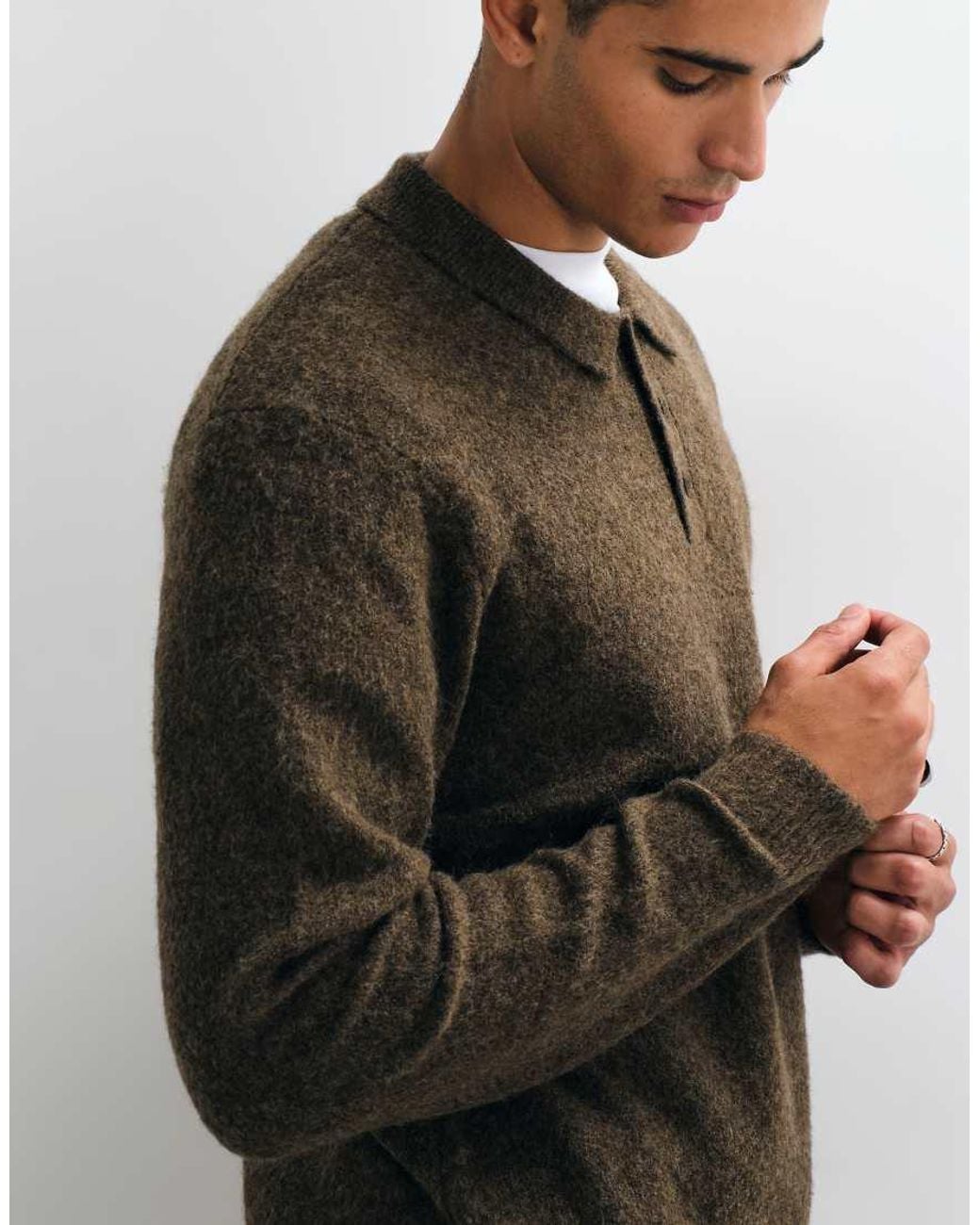 Jack & Jones Brown Knit Polo Top for men