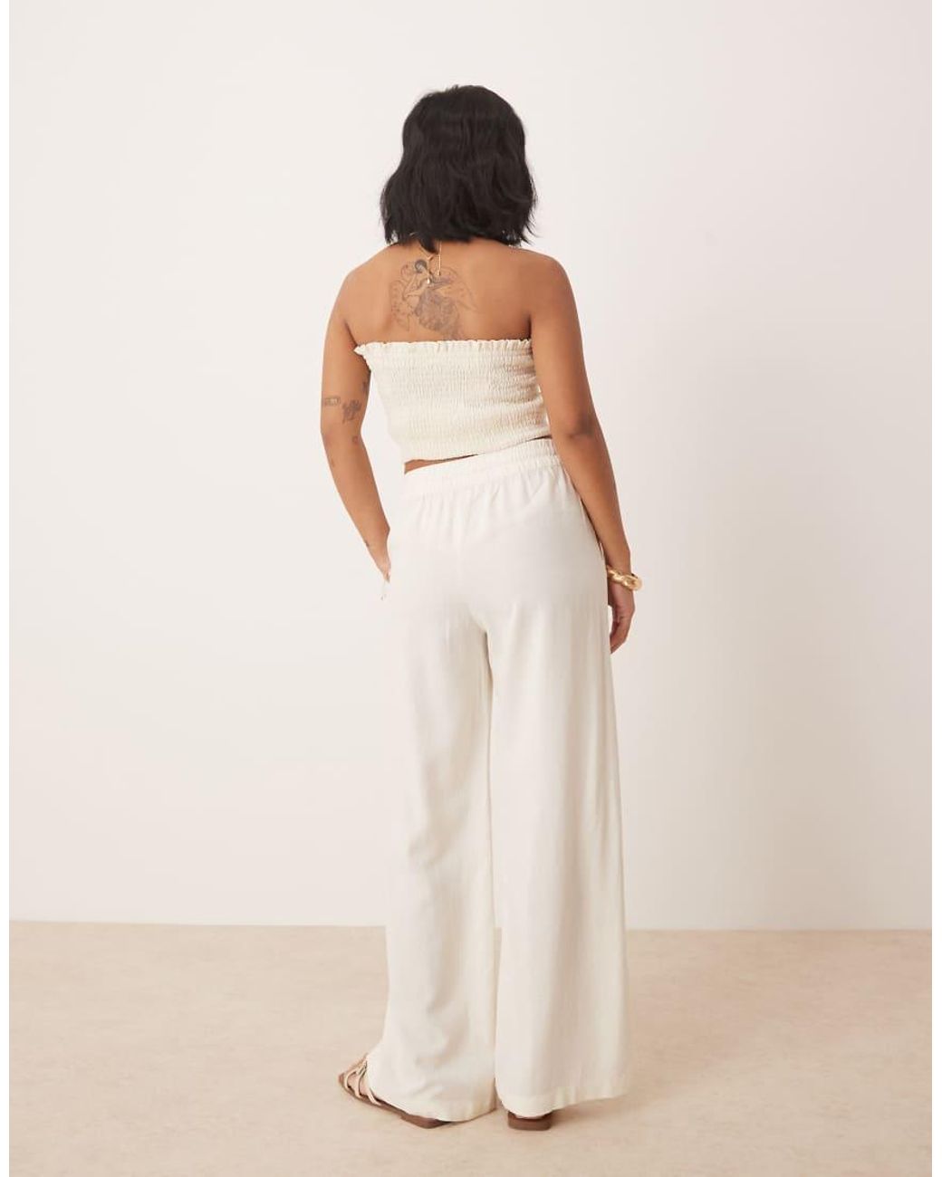 JDY Petite Natural Wide Leg Linen Trouser Co-ord