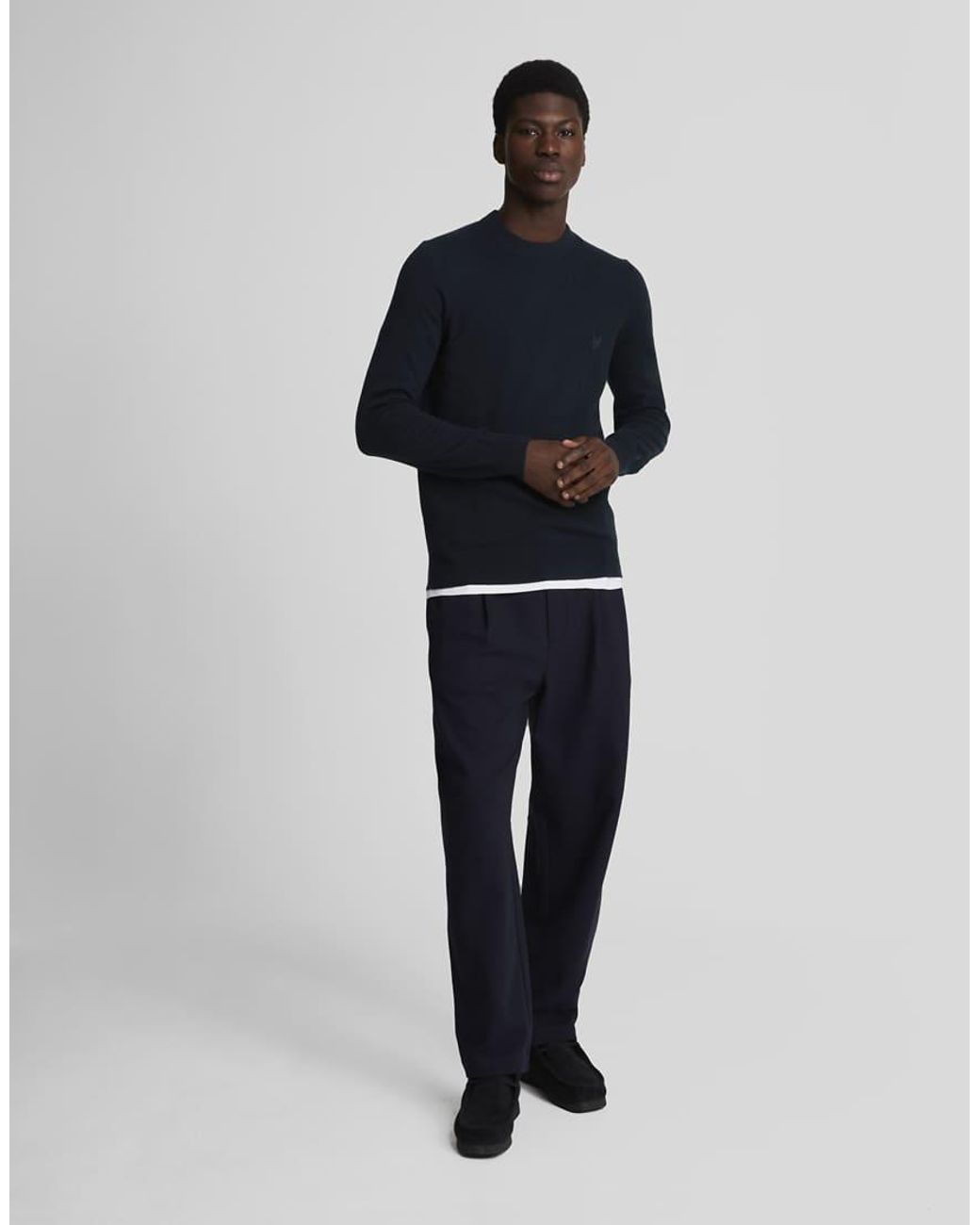 Lyle & Scott Blue Lambswool Crew Neck Jumper for men