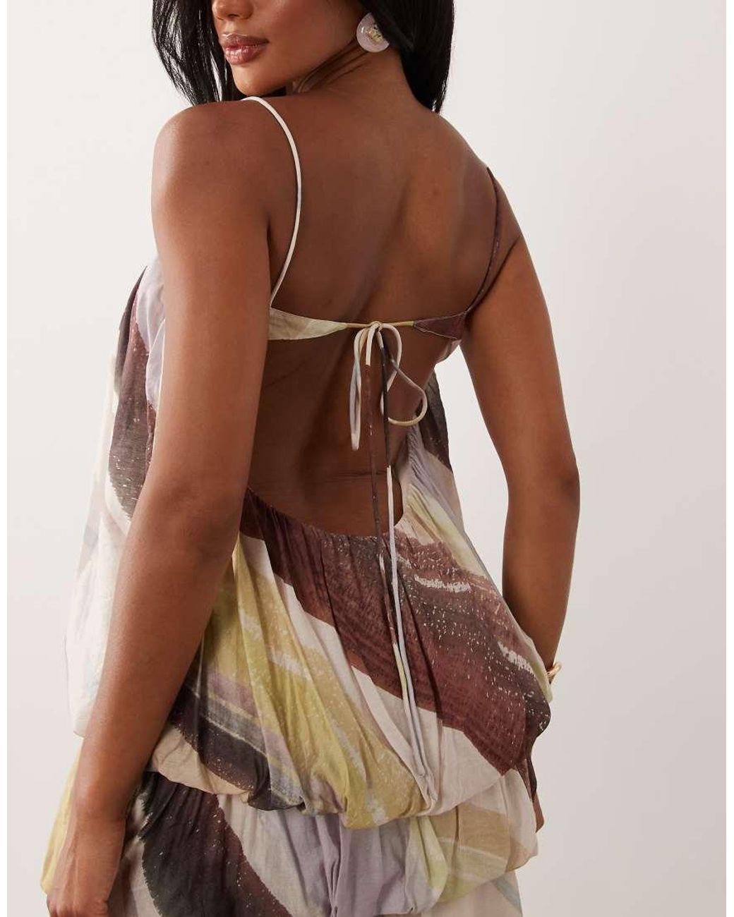 ASOS Natural Bubble Tiered Cami Strap Maxi Dress