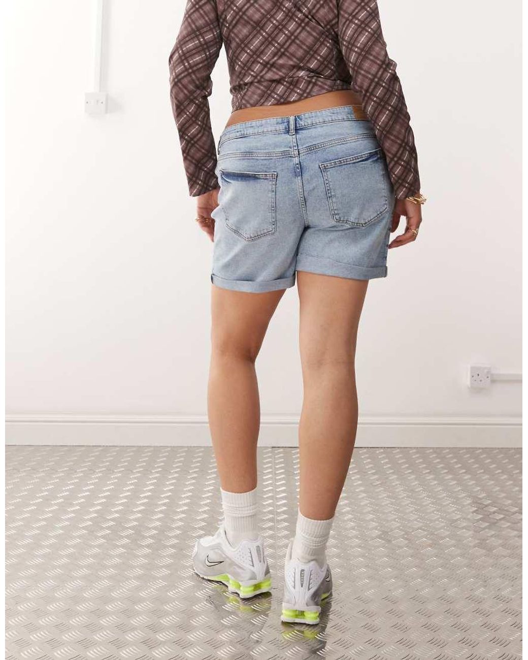 Noisy May Blue High Waisted Denim Shorts