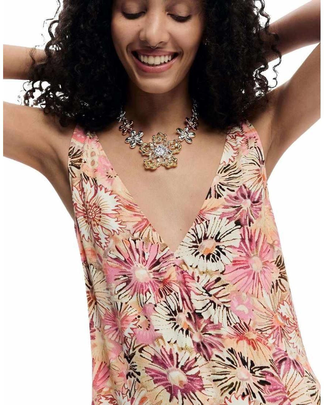Desigual Red Printed Midi Dress