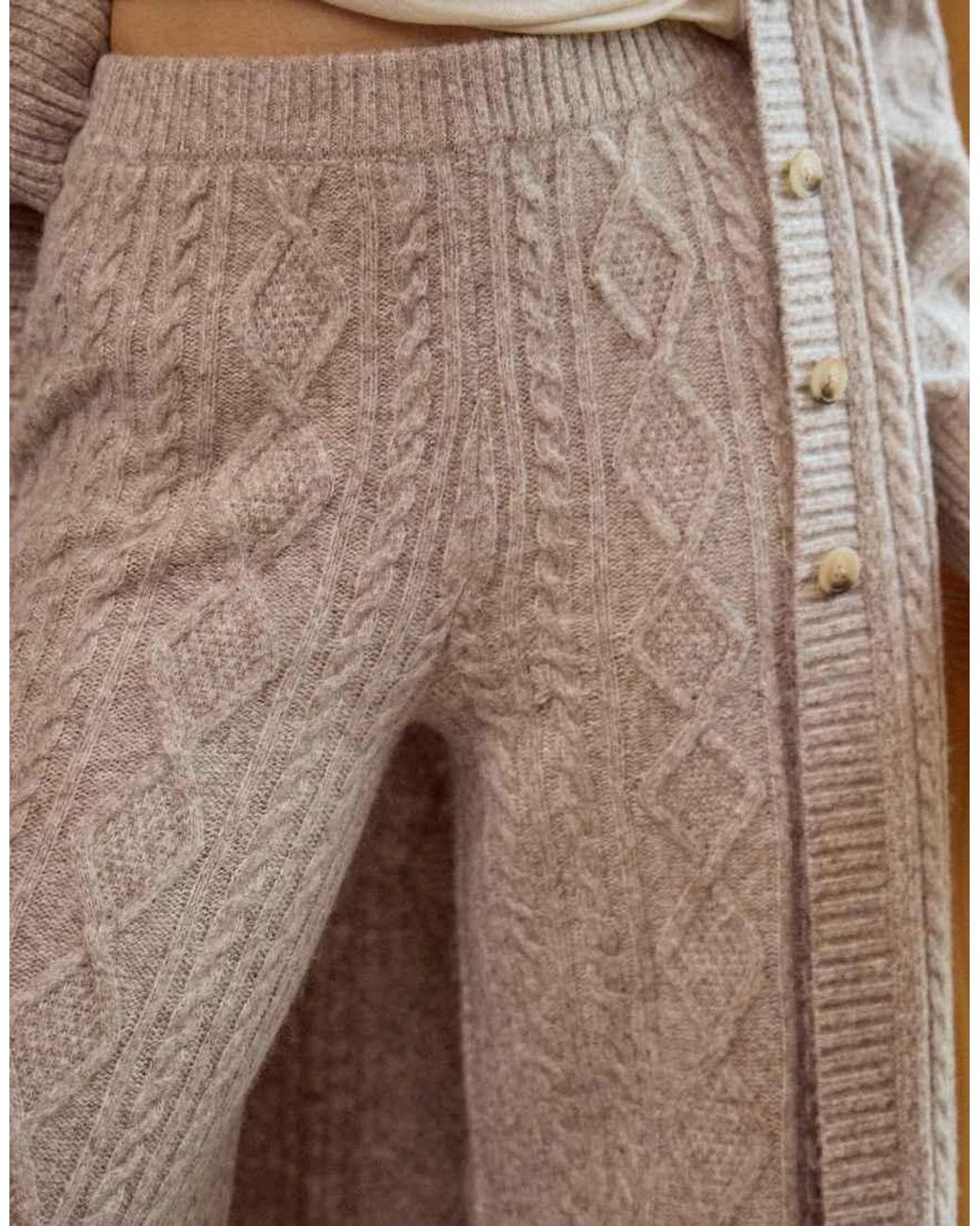 4th & Reckless Brown Contains Wool Cable Knit Relaxed Wide Leg Trouser Co-Ord