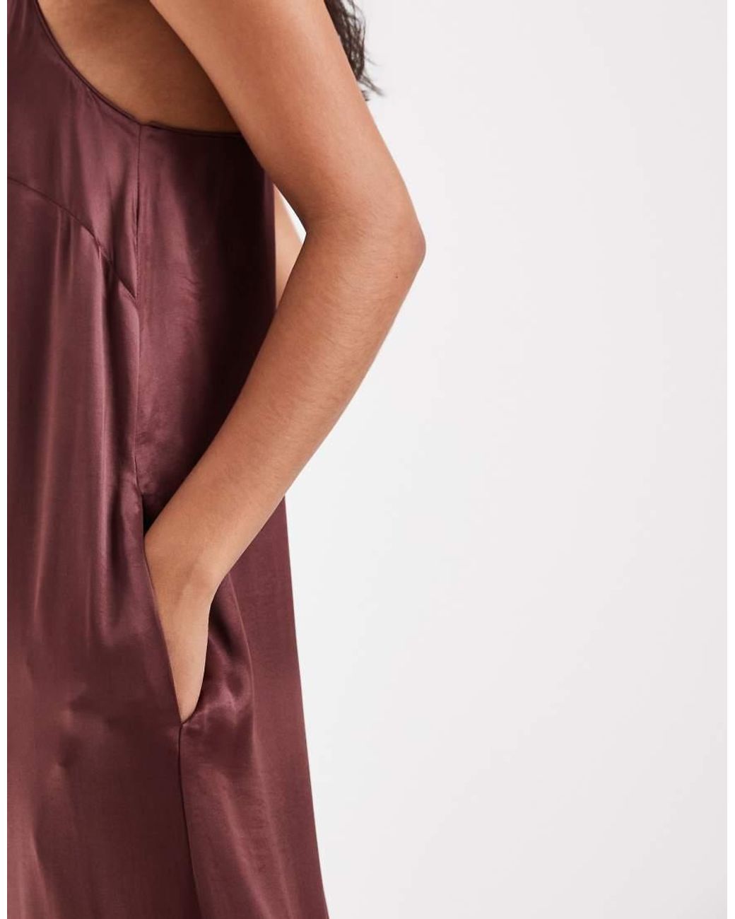ASOS Red Satin Racer Neck Maxi Dress